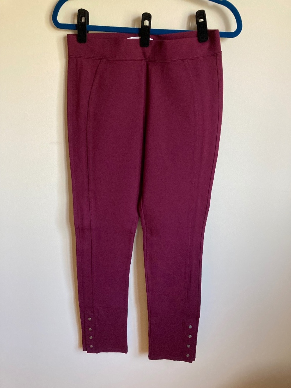 Cleo Burgundy Snap Ankle Pants S 29" Inseam